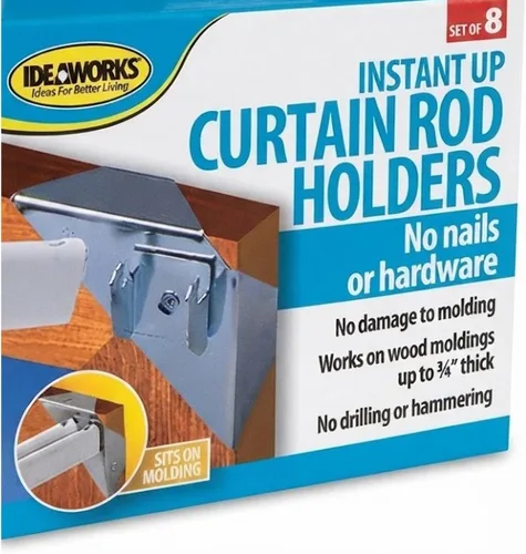 Vista 2 de IdeaWorks Soportes Instantáneos - Soportes para Barras de Cortina Sin Perforación - Perfectos para Colgar en Cualquier Pared (JT1851/8)