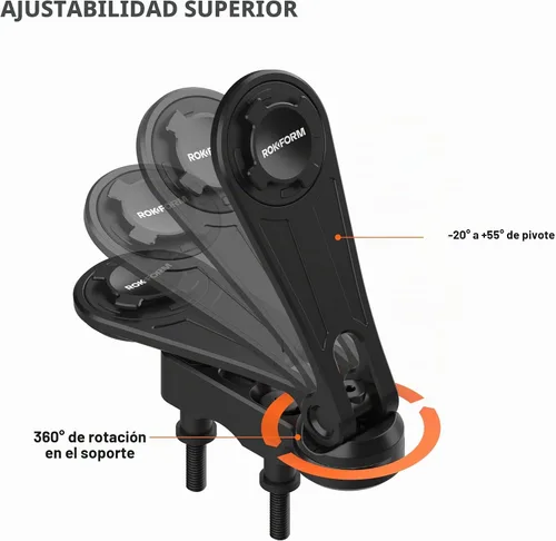 Vista 5 de Rokform Soporte de teléfono para percha de motocicleta, aluminio (negro)