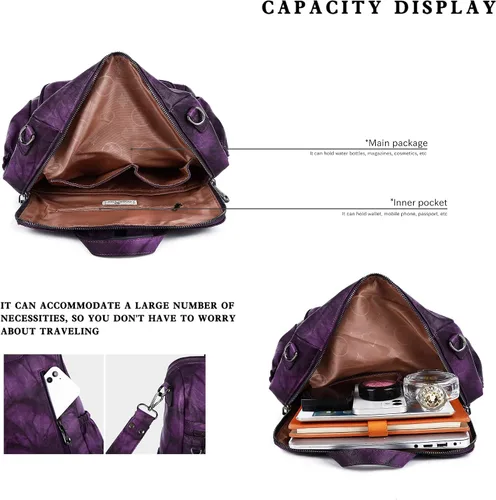 Vista 49 de Bolsos mochila monedero de piel sintética para mujer, bolsas con zíper, mochilas de hombro casuales