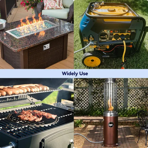 Vista 6 de Skyflame Kit de conversión de gas natural de 12 pies, manguera de propano a gas natural con conexión rápida, montaje para parrilla, generador