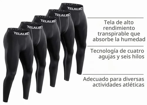 Vista 4 de Paquete de 5 pantalones de compresión para hombre, leggings de rendimiento
