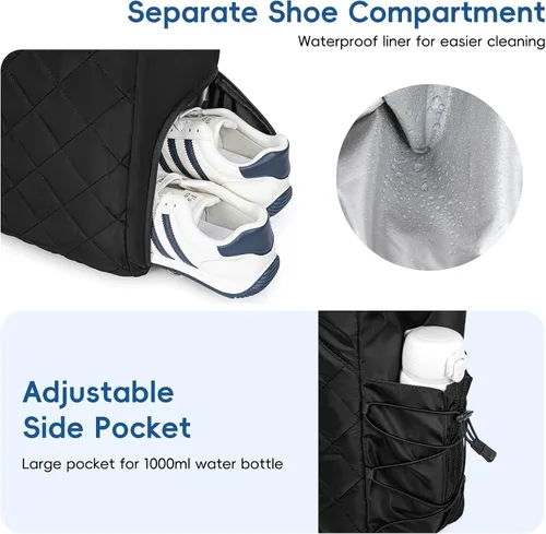 Vista 3 de KAVIGOR Bolsa de tenis con compartimento para zapatos - Bolsa extragrande acolchada para pickleball con capacidad para 2-4 raquetas, resistente al
