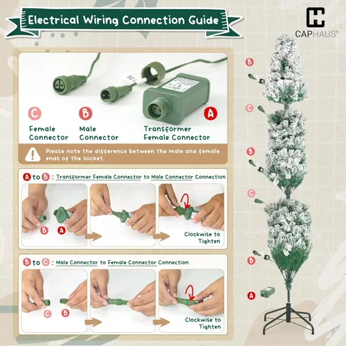 Vista 9 de Fencer Wire Árbol de Navidad Artificial Tipo Lápiz Preiluminado con Nieve Artificial de 7.5 pies con 980 puntas de ramas prearticuladas y soporte