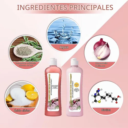 Vista 2 de Champú de biotina y romero, champú de cebolla y romero para cabello suave y brillo para el crecimiento del cabello, pérdida de cabello