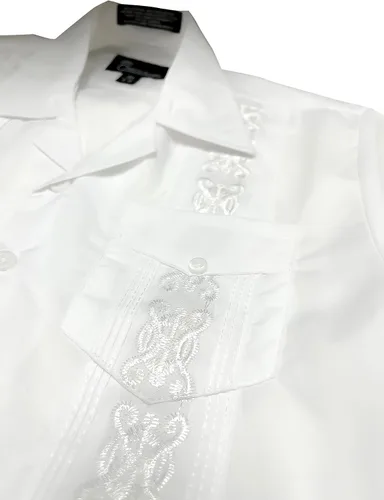 Vista 5 de Camisa cubana de manga corta para niños, guayabera, boda, playa, bautizo