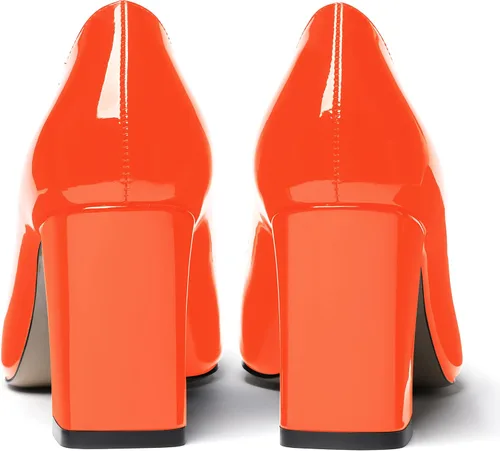 Vista 4 de WAYDERNS Zapatos de tacón alto con punta cuadrada sólida para mujer, de 3 pulgadas