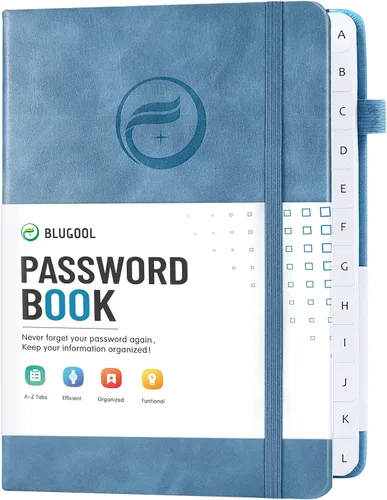Vista 19 de Libro de contraseñas con pestañas alfabéticas, protector de contraseñas de tapa dura, organizador de cuaderno de contraseñas para computadora e