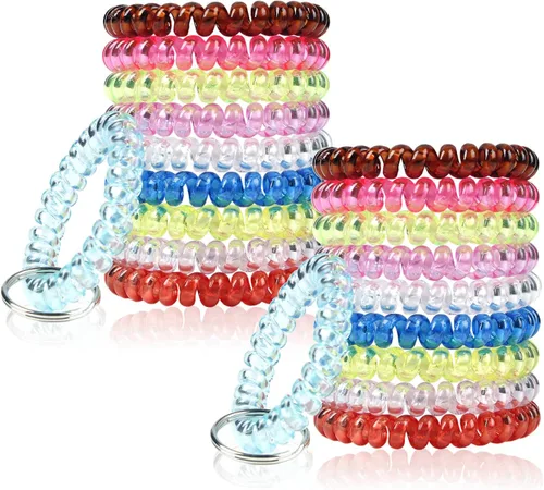 Vista 8 de BIHRTC Llavero elástico flexible de la pulsera de la primavera de la bobina espiral de la transparencia, al azar