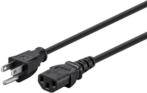 Vista 15 de Monoprice Cable de alimentación NEMA 5-15P a IEC 60320 C13, 18AWG, 10A/1250W, 125V, 3 clavijas, 1 pie, negro, paquete de 6