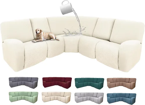 Vista 39 de Fundas de sofá reclinable seccional 100% impermeables para sofá reclinable en forma de L, funda de sofá modular de esquina en forma de L, fundas