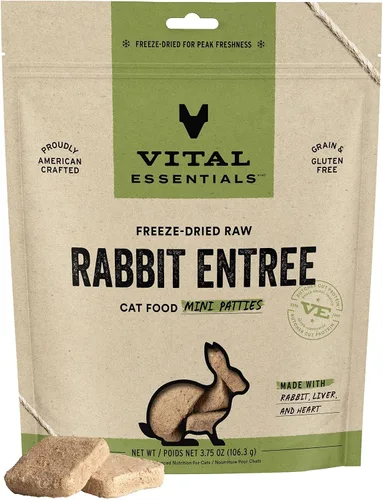 Vista 23 de Vital Essentials Alimento crudo liofilizado para gatos, mini empanadas de conejo, 8 onzas Soft, Complete Meal or Topper, Rehydrate, Made with 99%