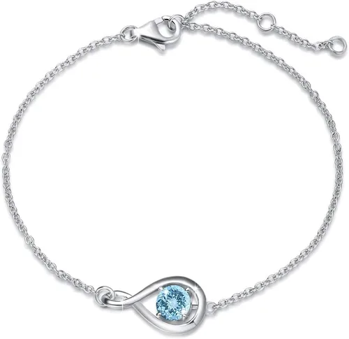 Vista 25 de FANCIME 925 Sterling Silver Infinity Birthstone Bracelets for Women abr-04