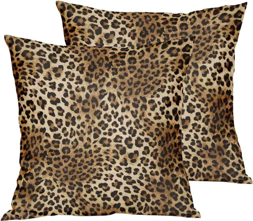 Vista 54 de Fundas de almohada marrón leopardo - 2 piezas Funda de almohada de guepardo 18x18 pulgadas Fundas de almohada de algodón con estampado de animales
