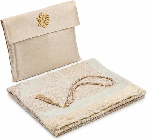 Vista 11 de ihvan online Alfombra de oración musulmana con 99 cuentas Tasbih y bolsa de viaje, tafetán suave sajadah, ligero y plegable, tapete de oración Negro