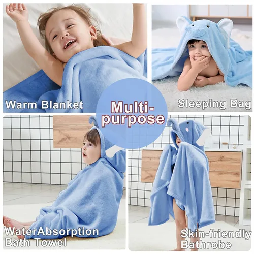 Vista 5 de ROMASA Toalla de Baño para Bebé con Capucha Ultra Suave y Absorbente Albornoz para Niños Pequeños Manta para Recién Nacidos Regalos de Baby Shower
