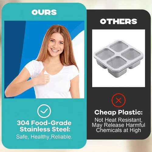 Vista 6 de 2 cajas Bento de acero inoxidable 304, 2 compartimentos, contenedores portátiles de almacenamiento de alimentos, cajas de aperitivos con tapas, caja