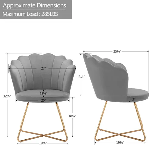 Vista 2 de DUHOME Silla decorativa de terciopelo para sala de estar, silla de esquina para dormitorio, sala de estar, silla de sala de estar en forma de concha