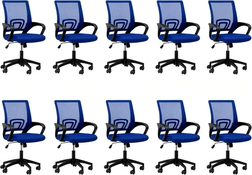 Vista 16 de Silla de oficina ergonómica, silla de escritorio de malla con respaldo medio, silla de computadora, color negro Soporte lumbar, modo oscilante