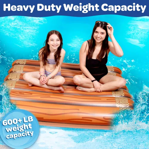 Vista 3 de Flotador inflable gigante para piscina para varias personas, capacidad de peso de más de 600 libras, 5 pies de largo, resistente, 4 veces más grueso