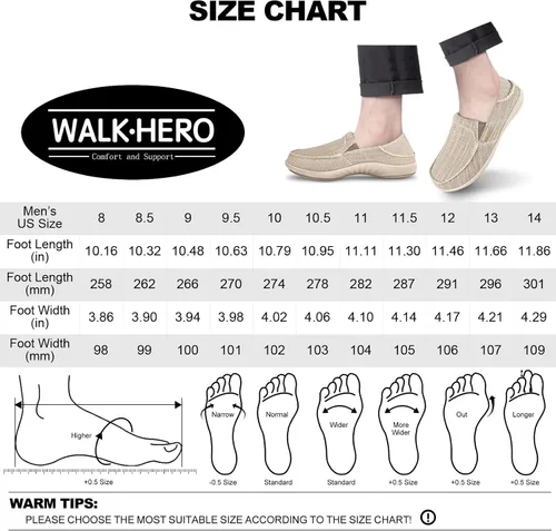 Vista 6 de Zapatos sin cordones para hombre, mocasines de lona con soporte de arco, zapatos ortopédicos casuales para fascitis plantar, zapatos para caminar