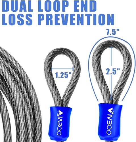 Vista 5 de Candado de Seguridad de Cable de Acero de 1/2 Pulgada de Alta Resistencia con Bucles 4FT/6FT/8FT/10FT para Bicicleta, Candado de Cadena de Cable