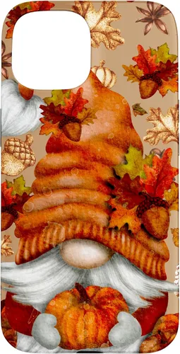 Vista 6 de Brown Fall Themed Gnome Pumpkin Cute Pattern Autumn Leaves Case for iPhone 16