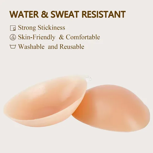 Vista 4 de YTXXDEUS Sujetador adhesivo de silicona para mujer, brasier adhesivo sin tirantes para mujer, brasier con levantamiento invisible para vestido sin