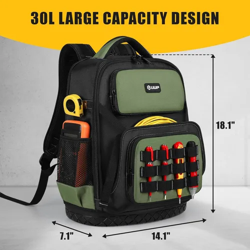 Vista 2 de Mochila de herramientas, UUP - Bolso de herramientas resistente de gran capacidad con fondo duro moldeado impermeable, mochila de almacenamiento