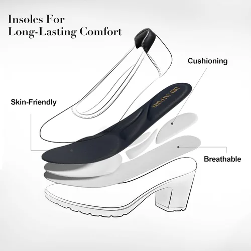 Vista 3 de DREAM PAIRS Zapatos de tacón bajo con punta cerrada y gruesos para mujer, zapatos de trabajo cómodos con punta redonda para vestido de boda