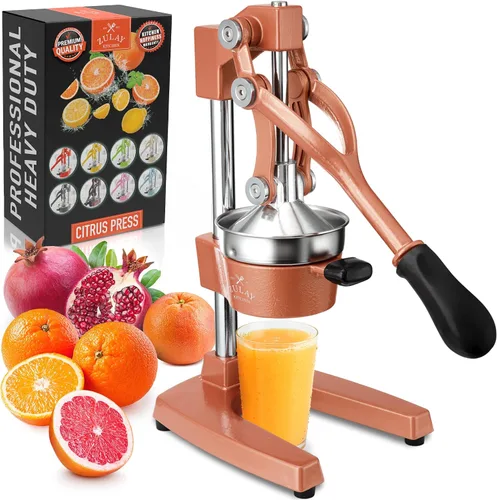 Vista 27 de Zulay Kitchen Exprimidor de hierro fundido, exprimidor de naranja resistente con coladores desmontables para una fácil limpieza, prensa de cítricos