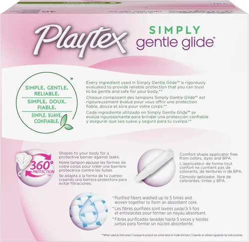 Vista 2 de Tampones Playtex Simply Gentle Glide sin perfume, superabsorción, 36 unidades (paquete de 1) (el empaque puede variar)