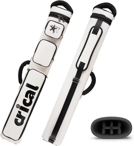 Vista 12 de CRICAL Pool Cue Case 2x4 Hard Pool Stick Case Holds 2 Butts and 4 Shafts for Adults Billiard Cue Case with Soft Shoulder Straps Negro