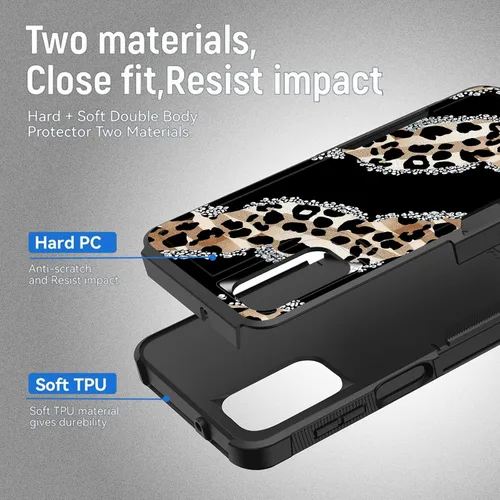 Vista 297 de Funda para Galaxy A14 5G, resistente de doble capa híbrida de policarbonato duro, goma suave, a prueba de golpes, funda protectora resistente