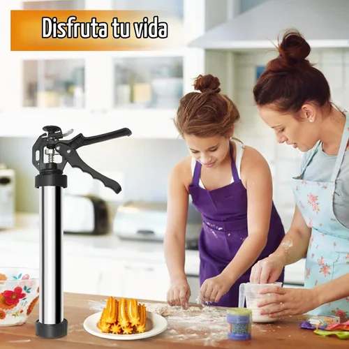 Vista 7 de 1+8PCS Churro Maker Kits, acero inoxidable Churro Maker Machine/ 3 piezas de flores/2 cepillos/bolsa de tuberías/boquilla de tubería/convertidor