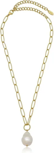 Vista 5 de Ettika Collar de oro. Collar de perlas. Collares para mujer, colgante de perlas de agua dulce. Collares chapados en oro de 18 quilates. Cadena