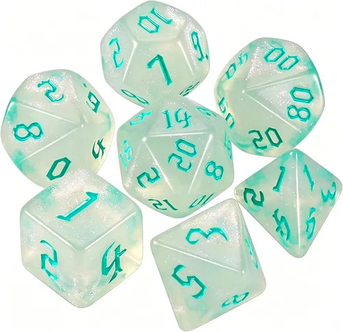 Vista 14 de QMAY - Juego de dados para DND, 7 dados poliédricos con bolsa de dados para juegos de mesa D&D