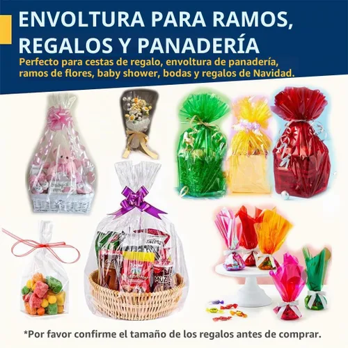 Vista 3 de PerkHomy - Rollo de celofán transparente de 16 pulgadas, 3 mil de grosor de celofán para cesta de regalo, golosinas, envoltura de regalos, ramo