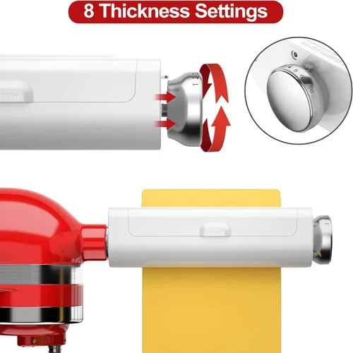 Vista 4 de RETHONE Accesorio para hacer pasta para batidoras de pie KitchenAid, juego de accesorios de pasta 3 en 1, incluye rodillo de pasta, cortador