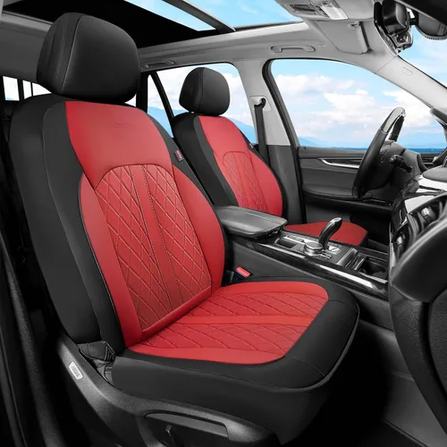 Vista 21 de Coverado Fundas universales de cuero para asientos delanteros, paquete de 2 fundas de asiento para SUV, camioneta, sedán, interior de vehículos