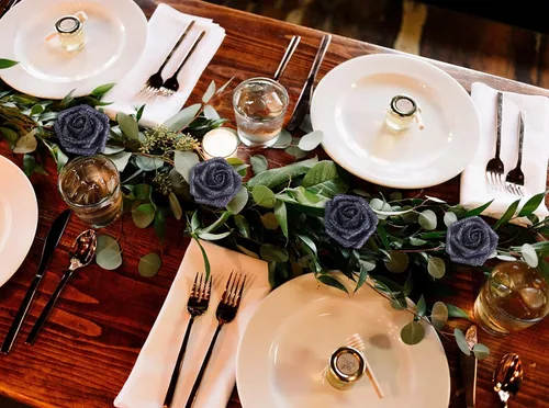 Vista 2 de IPOPU Rosas Negras con Purpurina, 50 PIEZAS Rosas Falsas con Purpurina Flores para Manualidades DIY Ramo de Boda Decoración de Casa y Fiesta (Negro)