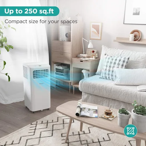 Vista 9 de Hisense Ventilador deshumidificador de enfriamiento portátil de 6,000 BTU para habitaciones más pequeñas de hasta 250 pies cuadrados, control