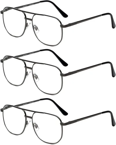 Vista 9 de Calabria 1106 - Lentes de lectura de metal con bloqueo de luz azul o lente transparente, para hombres y mujeres, diseño elegante, lectores