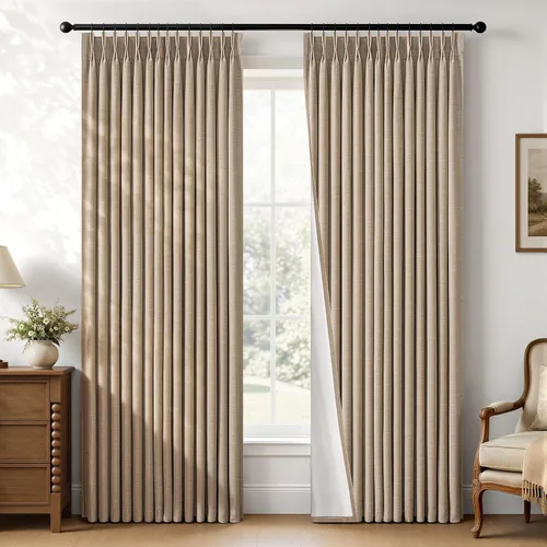 Vista 59 de Topfinel - Cortinas opacas plisadas de 96 pulgadas para dormitorio, 2 paneles Natural