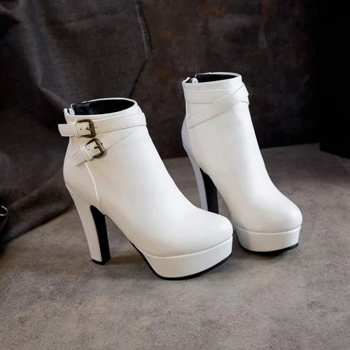 Vista 10 de Scaoruki Zapatos de otoño de moda para mujer, botines de tacón de bloque