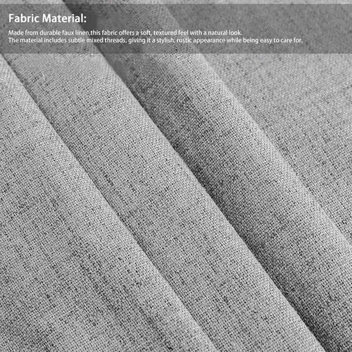 Vista 2 de FLORECORD Cortinas de lino 100% opacas de 52 pulgadas de ancho x 84 pulgadas de largo, juego de 2 paneles de cortinas opacas con aislamiento térmico