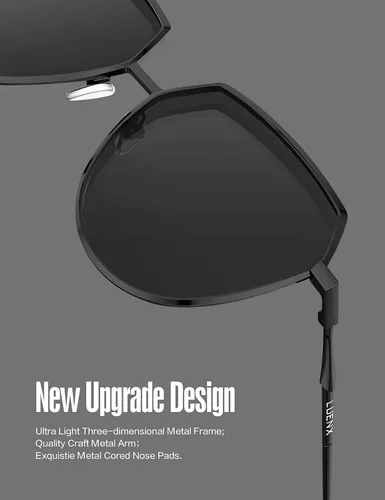 Vista 4 de LUENX Aviator Sunglasses Women Men Polarized Polygon Flat Lenses Trendy Designer Style 58MM