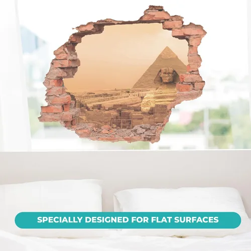 Vista 3 de Pirámide egipcia con efecto 3D I Peel and Stick Adhesivos de pared para sala de estar, dormitorio, decoración de pared I Calcomanía de pared