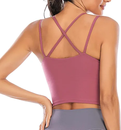 Vista 3 de Vorcy Brasier deportivo con relleno para mujer, camiseta corta con brasier integrado