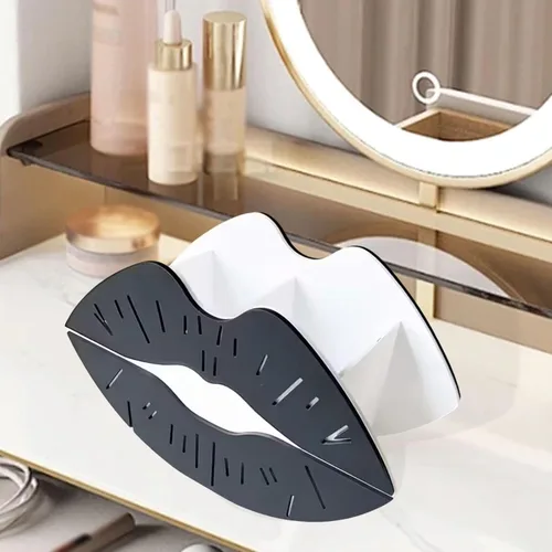 Vista 2 de Acrylic Makeup Brush Holder Makeup Organizer Jewelry Tray Rack Organizer for Dressing Table Vanity Valentine's Day, Black