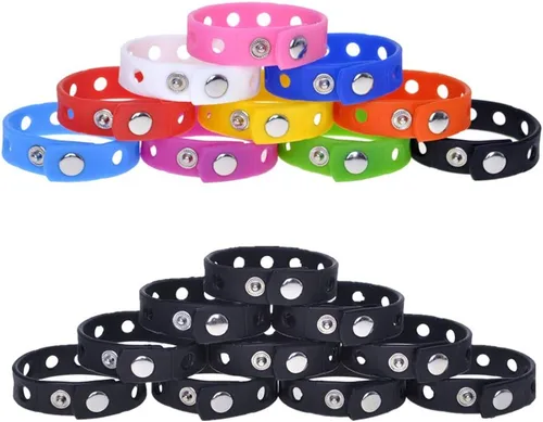 Vista 2 de Muka 20 pulseras de silicona para adultos, pulseras de goma ajustables, Talla única, Silicona 20-pack for adults, 8-1/4 inch circumference, 1/2